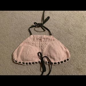Xhilaration pink crochet bikini top medium